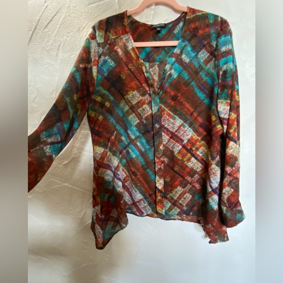 Vintage non-wrinkle breathable lightweight polyester size L - Picture 2 of 12